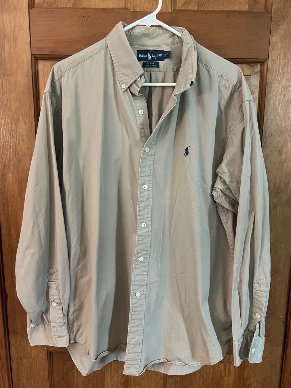 Ralph Lauren Blake Button Down Shirt Tan Long Sleeve Mens Large